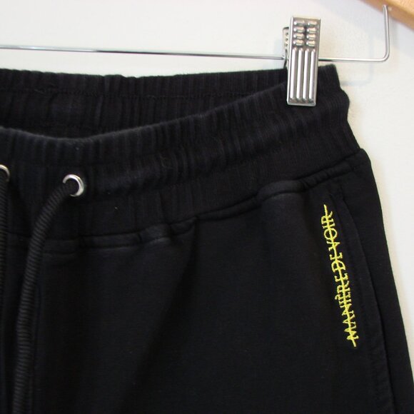 Black Joggers Track Pants Maniere De Voir Yellow Stripes Size Small - Picture 13 of 16